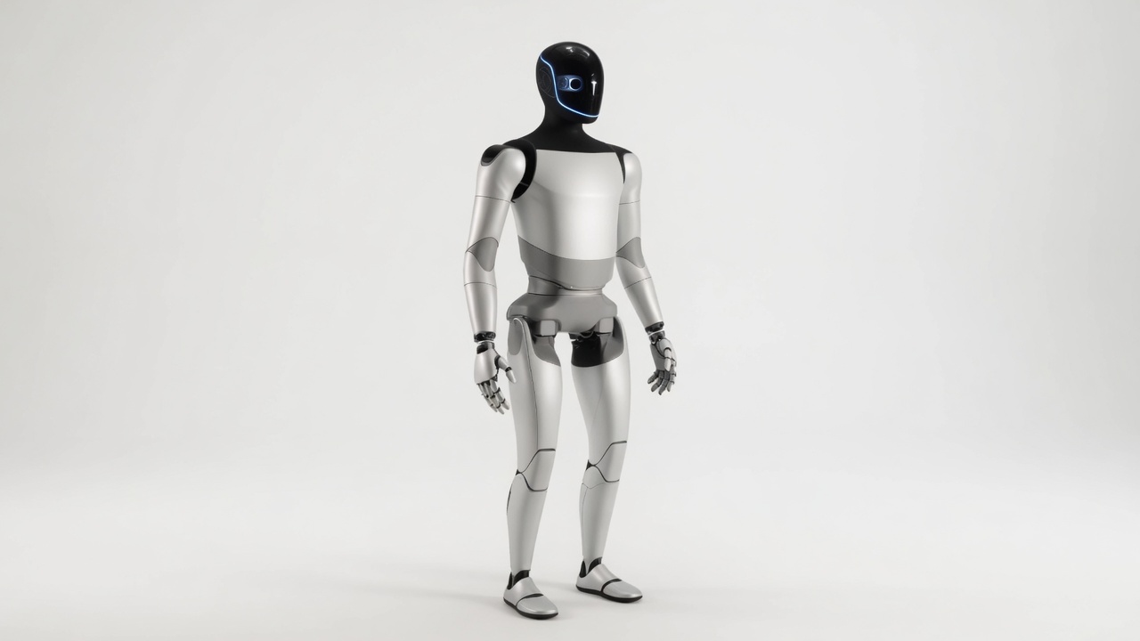 Optimus Gen 2.5 full body in bright studio